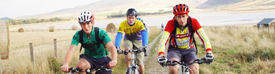 Students on a cycling trip in the countryside