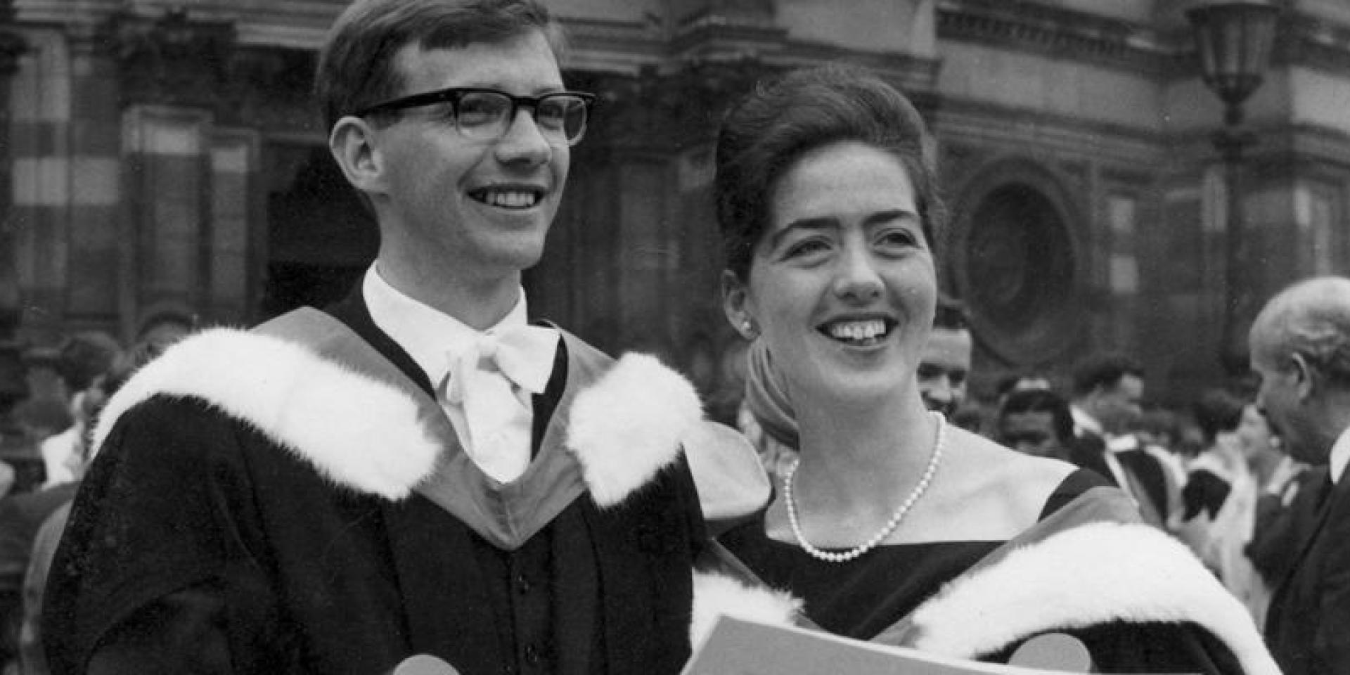 Mike and Judith Steel graduating in 1965. They were joint recipients of the Ettles Scholarship for the most distinguished medical graduate of the year.