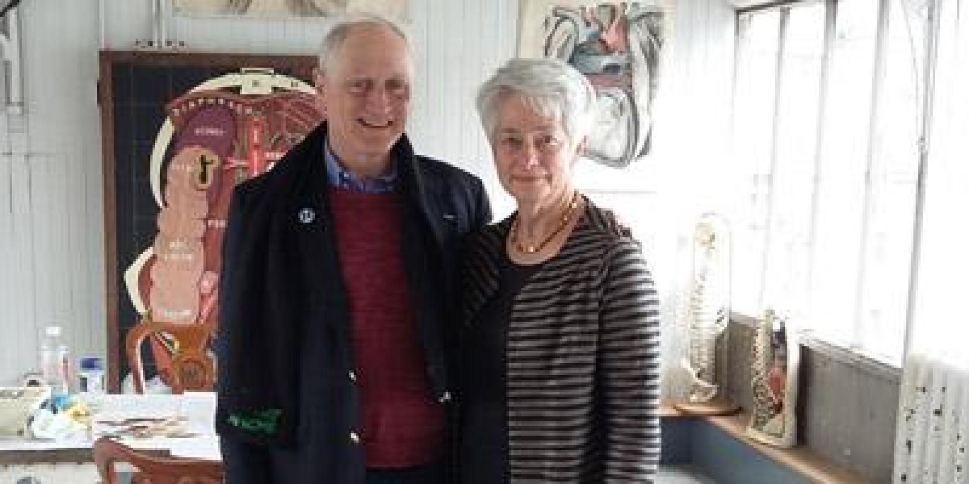 Heather Booth and her husband in the Artist's Flat in the Old Medical School