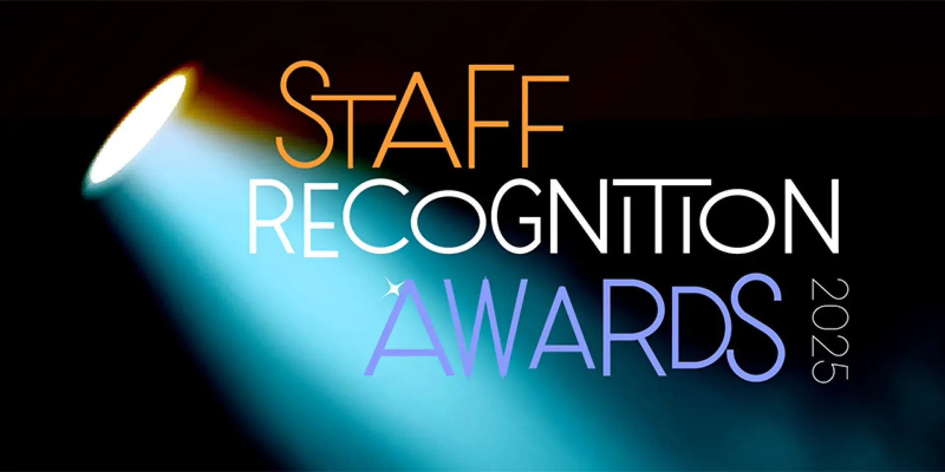 Moody spotlight with "Staff Recognition Awards" superimposed
