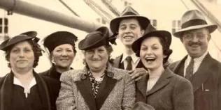 Dr Jerome Tobis (fourth from left) on a ship to Scotland in 1937. His wife, Hazel, is fifth from left.