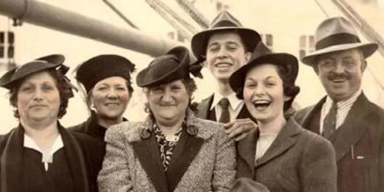 Dr Jerome Tobis (fourth from left) on a ship to Scotland in 1937. His wife, Hazel, is fifth from left.