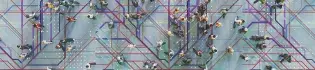 Abstract image of connections - overhead shot of people connected by grid lines