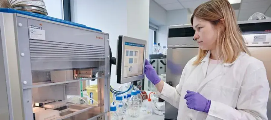 Researcher looking at screen 