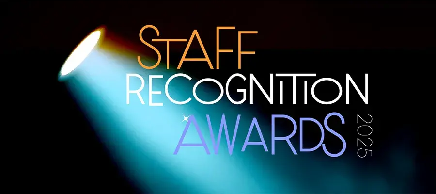 Moody spotlight with "Staff Recognition Awards" superimposed