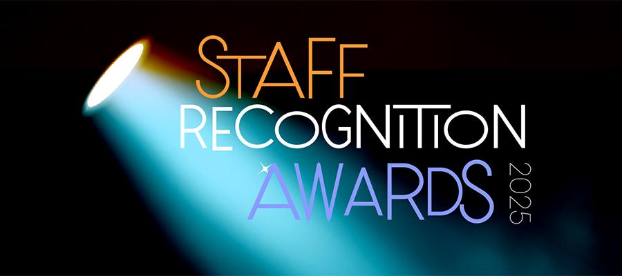 Moody spotlight with "Staff Recognition Awards" superimposed