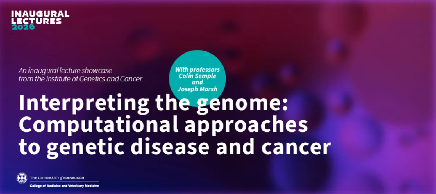 Abstract background image with foreground text reading "Interpreting the genome"