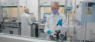 Researchers partaking in lab work