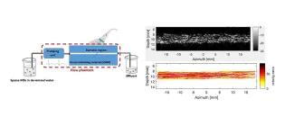 Flow test rig and  derived flow trajectories utilising ultrasound localisation microscopy.
