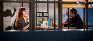 Students socialising in a cafe