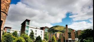 photo of Pollock Halls with Arthur seat in background