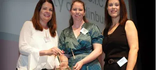 Sinead Rhodes and Iona Beange receiving their award