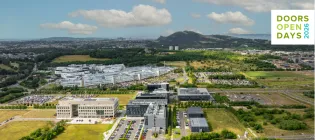 Doos Open Day 2026, aerial view of Bioquarter campus and Edinburgh