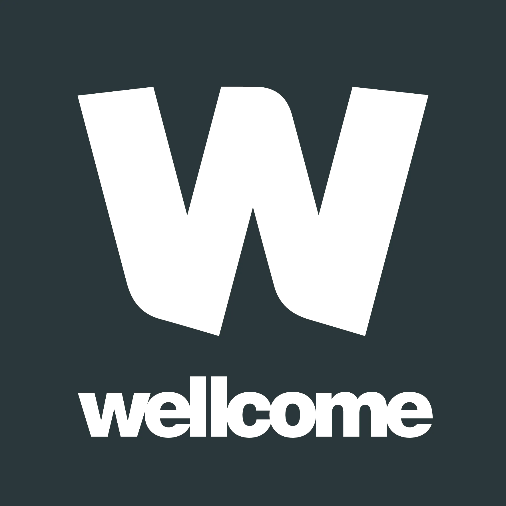 White letter W on a black background