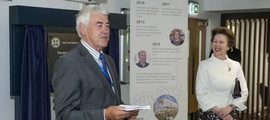 Prof Nick Hastie speaks to guests at the reception