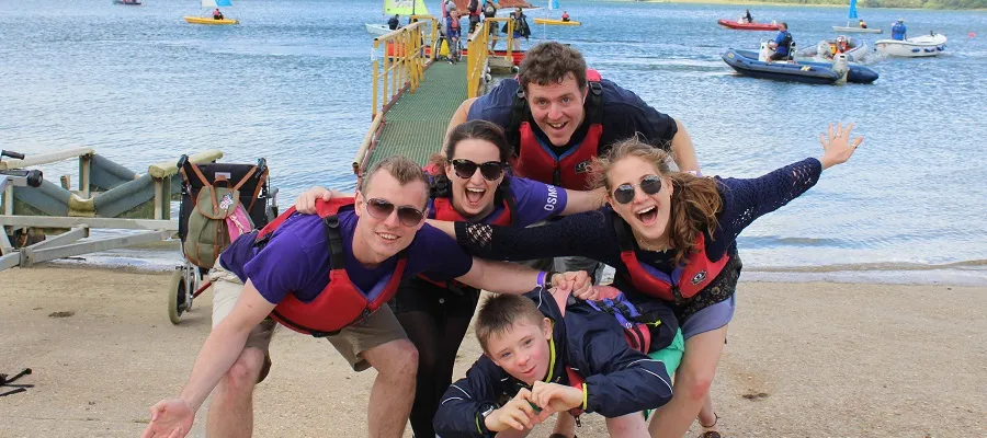 Young people participating in water sports