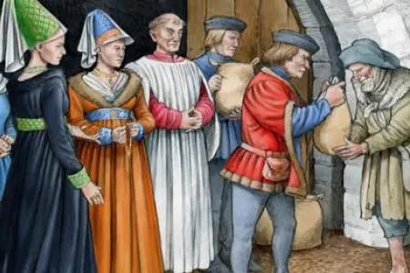 Detail from a medieval painting featuring Mary of Guelders