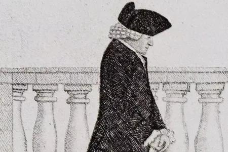 Archive black and white illustration of Francis Horne in profile