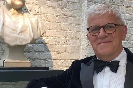 Portrait of Stephen, wearing a tuxedo