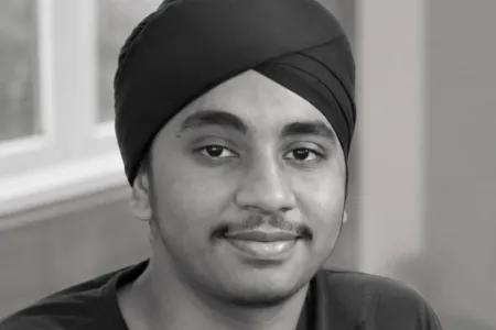 Black and white portrait of Veer Pall