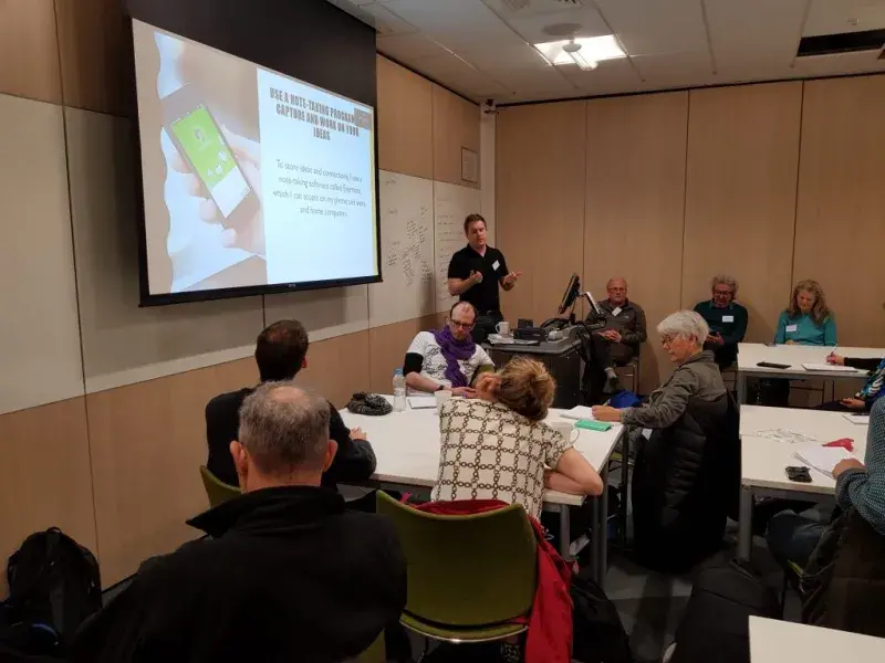 Photo of the audience and presenter at the Creative Writing workshop of the Extreme Imagination Conference 2019 