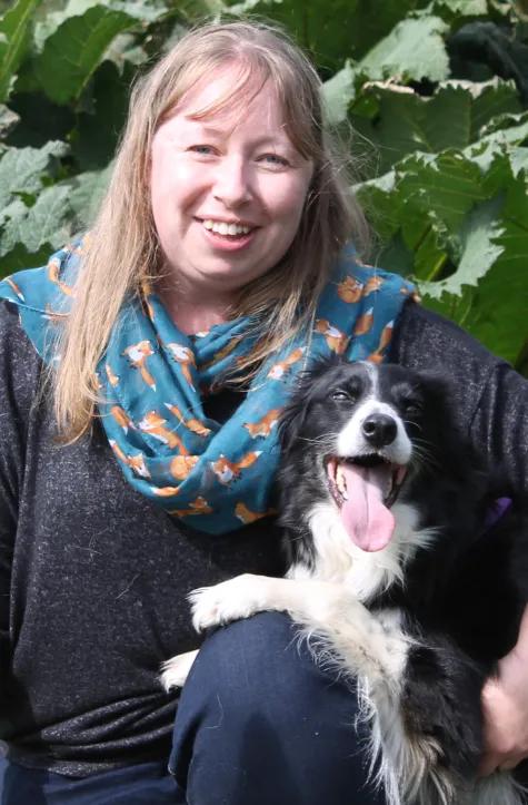 Verity Bowell with her pet dog