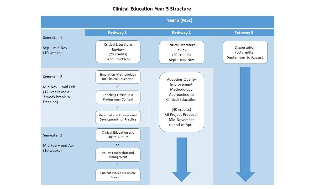 Image of the Clinical Education Year 3 Diagram 2022-23