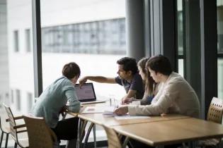 research students at drum