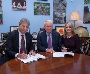 Peter Mathieson with David and Molly Pyott