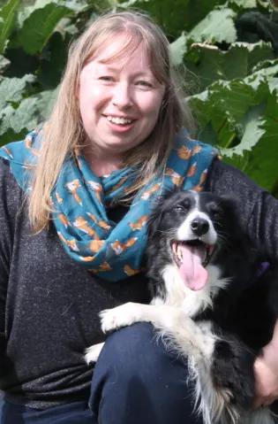 Verity Bowell with her pet dog