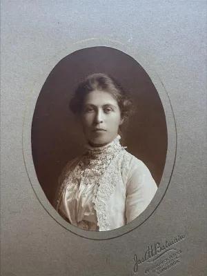 Formal portrait of Margaret in a silver frame