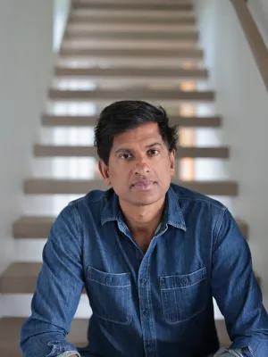 Rangan sitting on steps