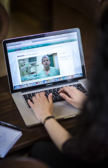 Woman studying online