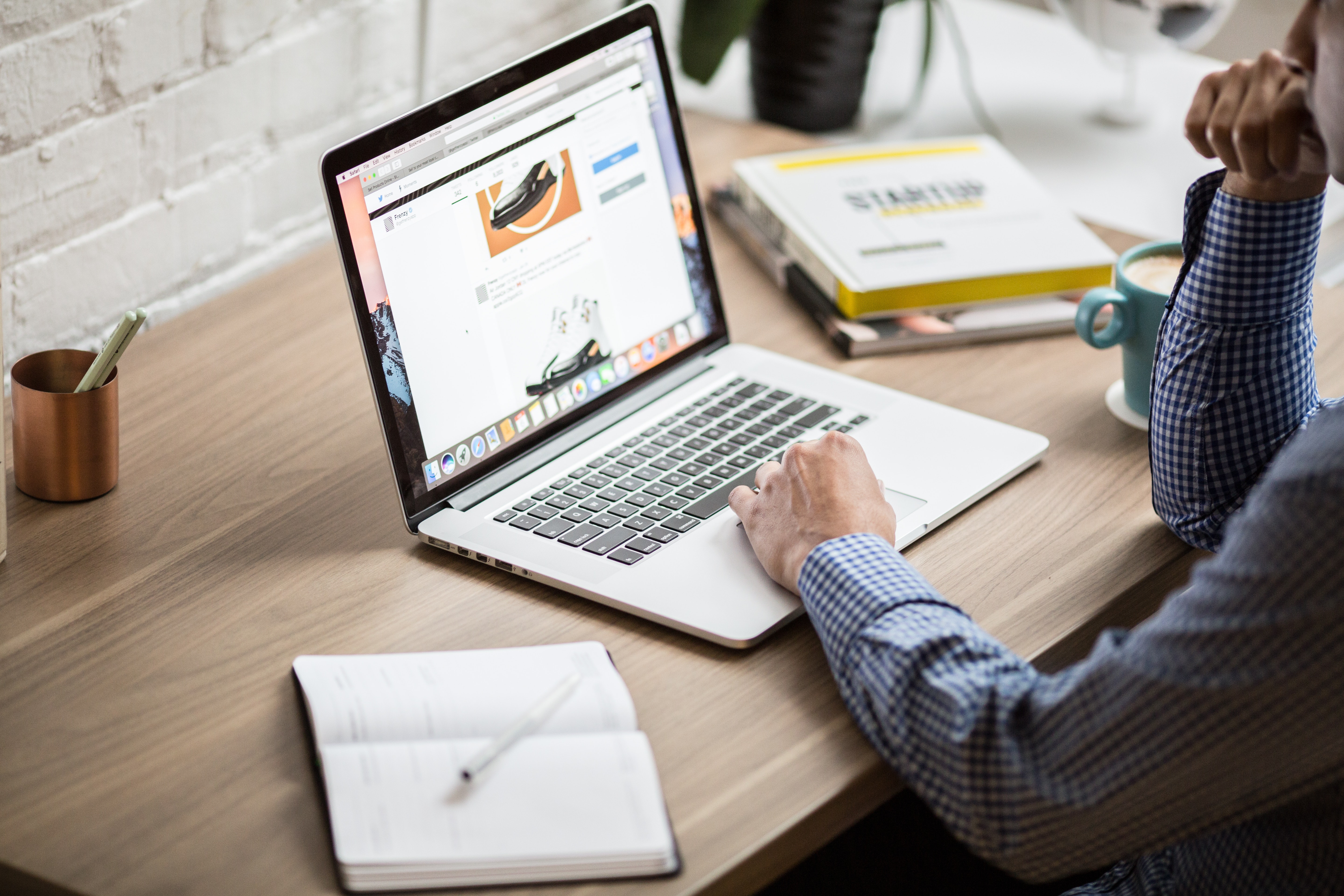 man preparing presentation