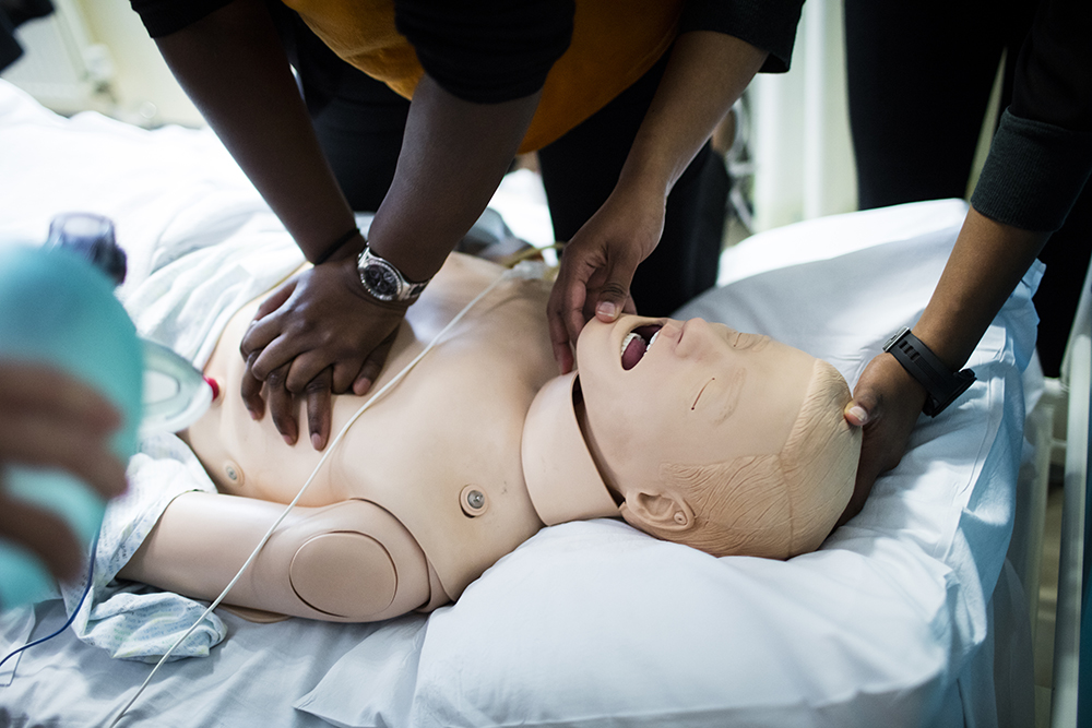 A manekin being examined at the Clinical Skills Centre 