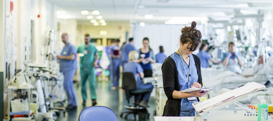 Medical students on a ward. 