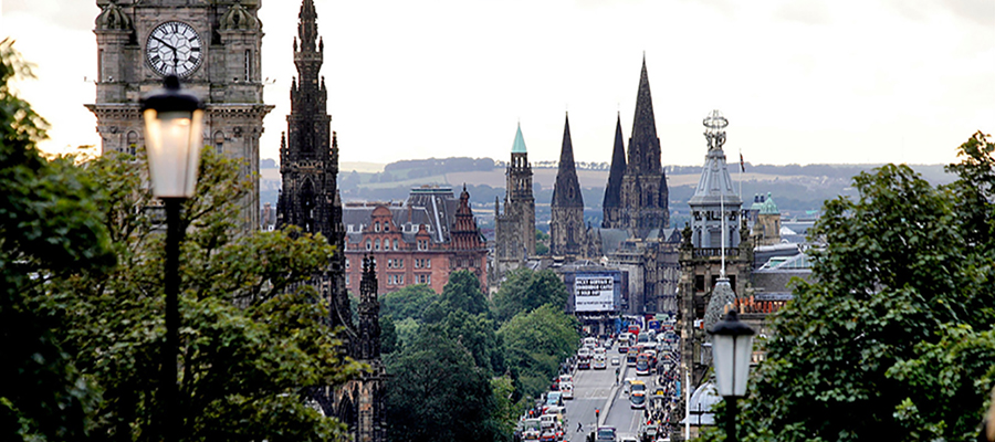 Aerial shot of Princes Street